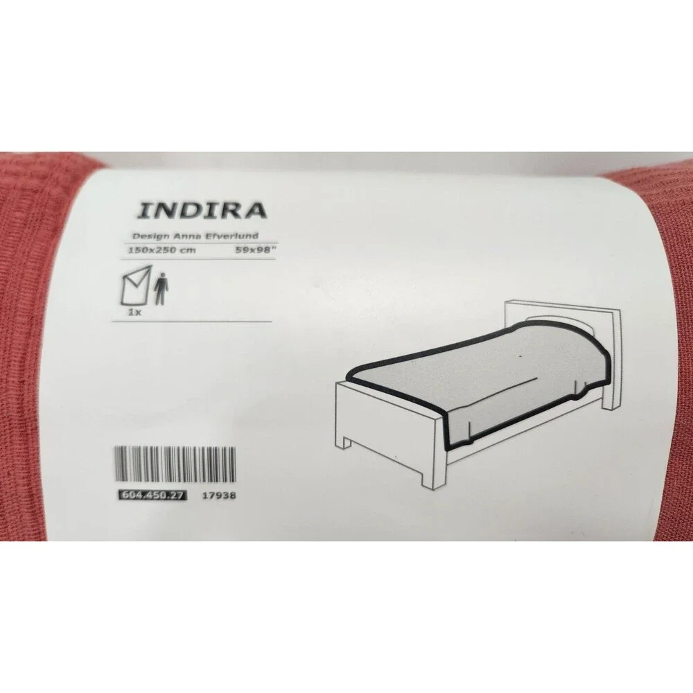 IKEA Indira 150x250cm SALMON 100% Cotton Bedspread 604.450.27 59x98